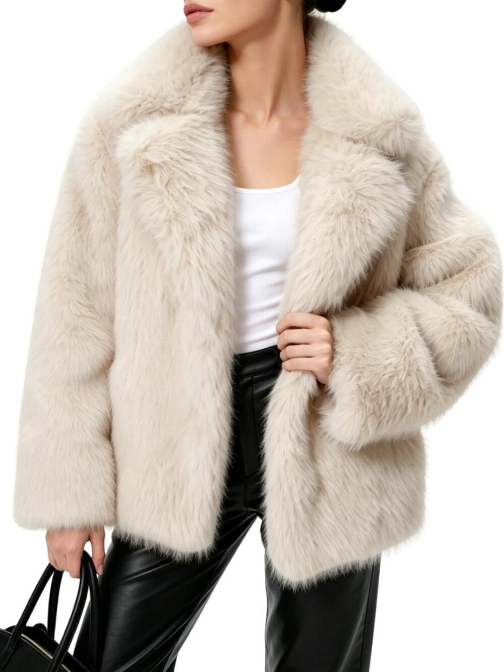 Cozy Fluffy Shaggy Faux Fur Coat | Stylish Lapel Short Winter Jacket for Women